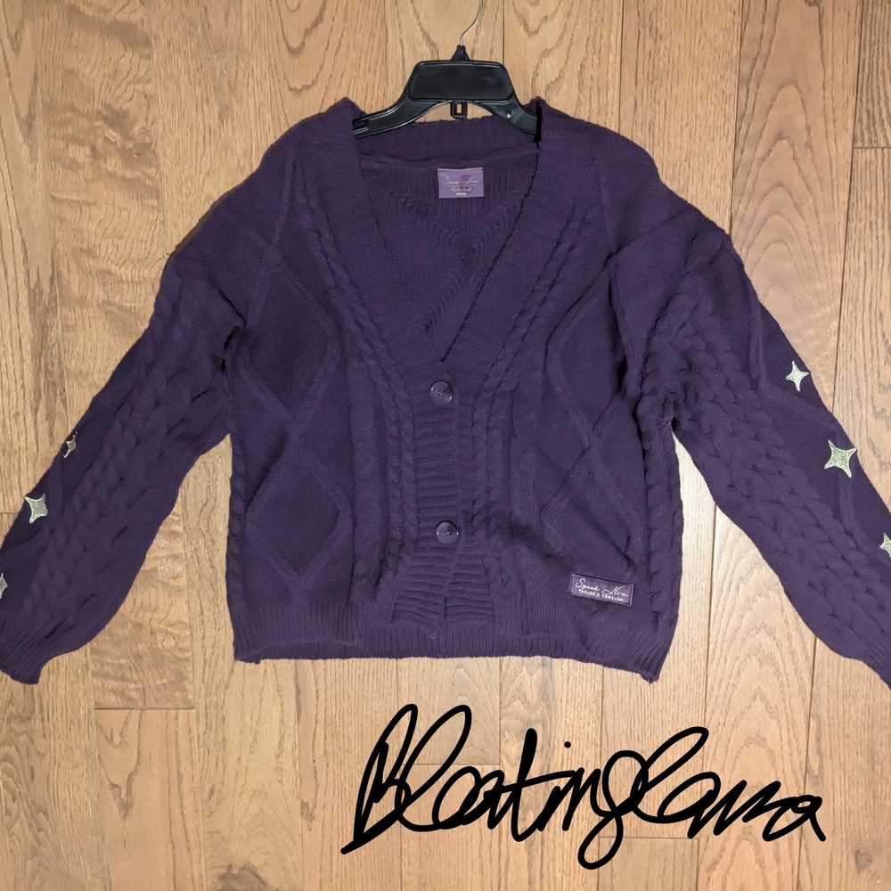 Taylor Swift Speak Now Taylor's Version Purple Cable Knit Cardigan NWOT